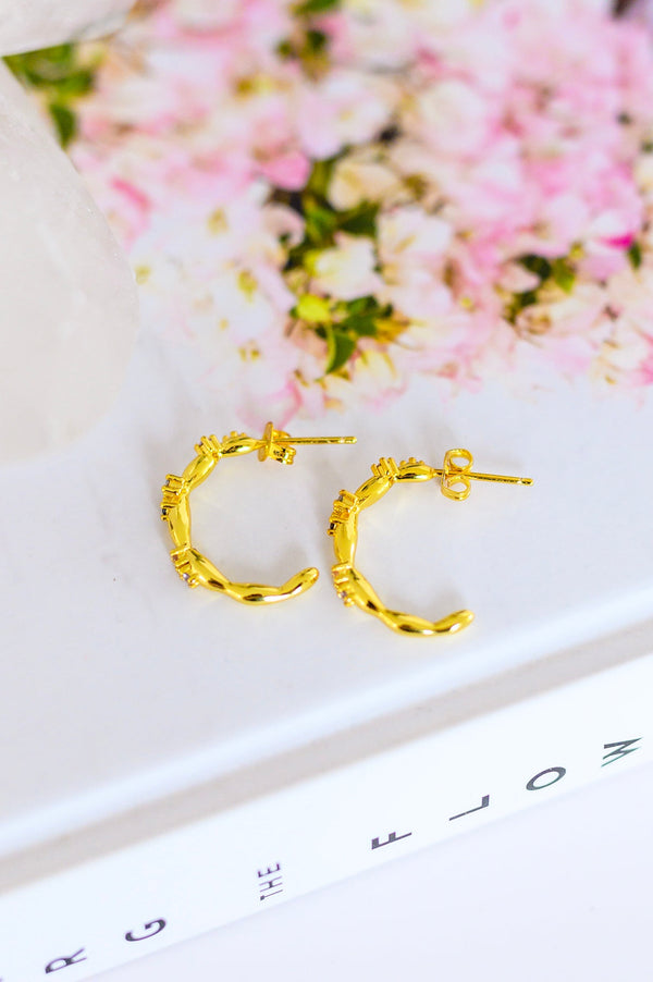 18k Gold Santana Studded Hoop Earrings