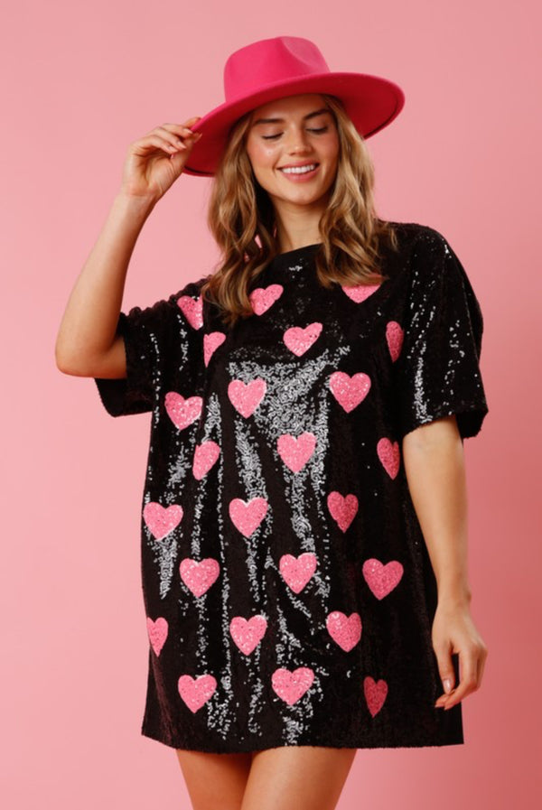 Sequin Shirt Dress In Swifty Midnights
