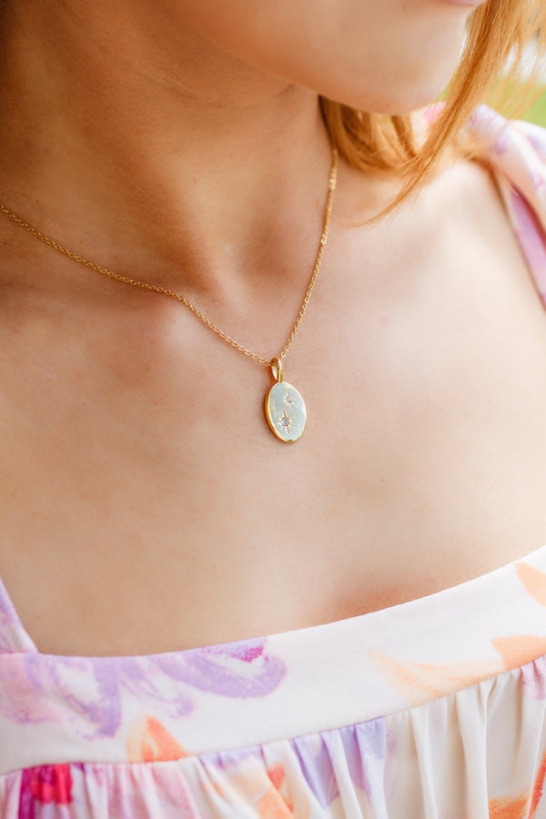 18K Gold Plated Stainless Steel Guiding Starlight Pendent Necklace