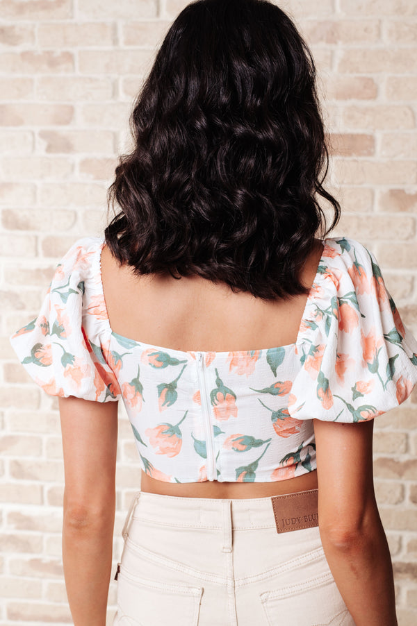 Floral V-Neck Cropped Blouse
