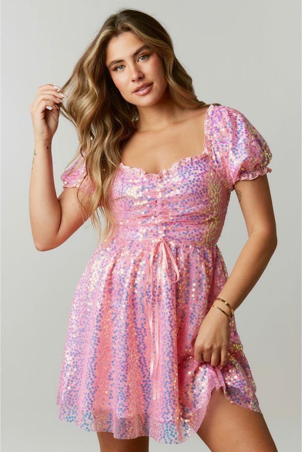 Swifty Sequin Dress In Pink Lover Era (Size SMALL Left)