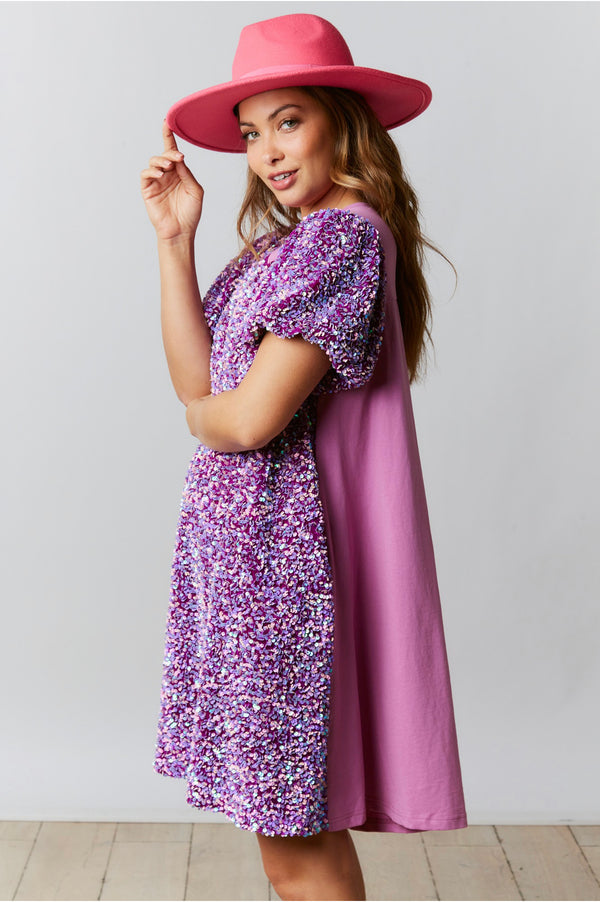 Taylor Swifty Sequin Shirt Dress in Purple -SALE-