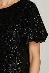 Sequin Shirt Dress In Solid Swifty Midnight