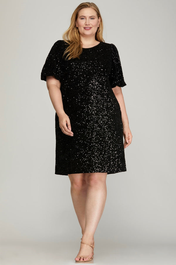 Sequin Shirt Dress In Solid Swifty Midnight