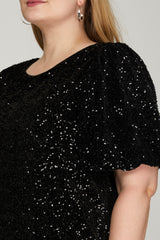 Sequin Shirt Dress In Solid Swifty Midnight