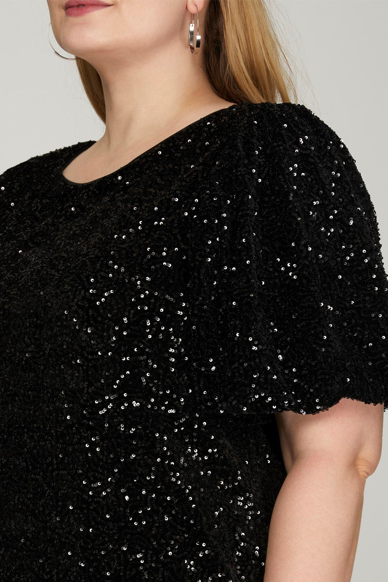 Sequin Shirt Dress In Solid Swifty Midnight