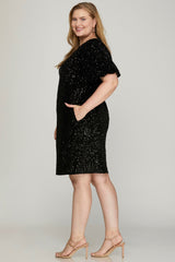 Sequin Shirt Dress In Solid Swifty Midnight