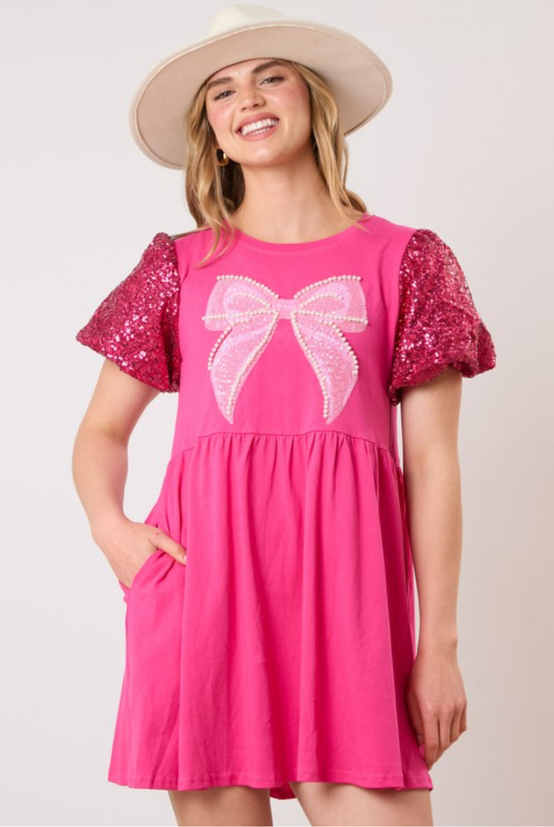 Coquette Dress In Swifty Hot Pink