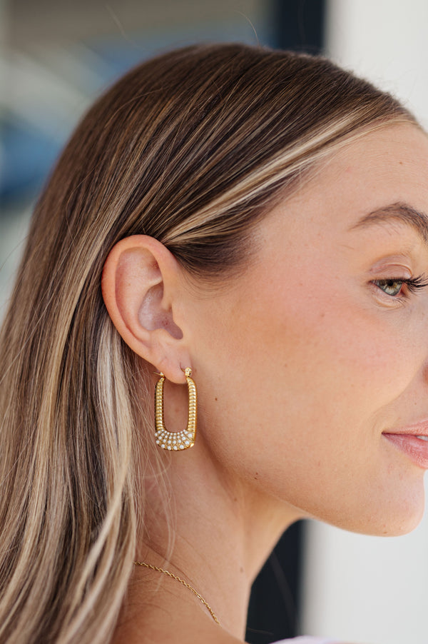 18k Gold Drop Drop Pearl Accent Earrings