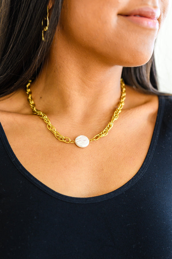 18k Baroque Freshwater Pearl Necklace Ocean's Gold Shell Pendant Necklace
